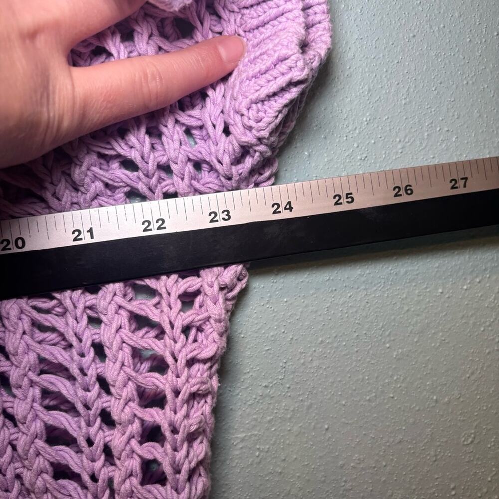 Aaron & Amber Lilac Open Knit Short Sleeve Cropped Sweater – Size Small - Picture 7 of 8